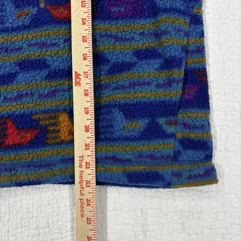 Vintage Patagonia Kids size 8 Synchilla Fleece 1/4 Zip Blue Aztec Pocket USA